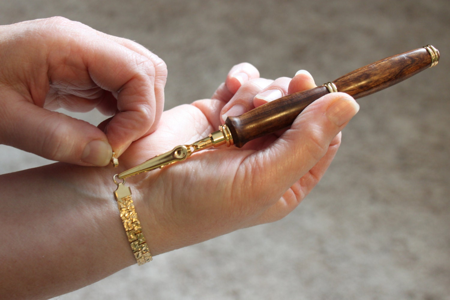Beautiful Wood Bracelet Assistant with 24k Gold Fittings