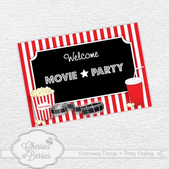 Items similar to Movie Night Printable Welcome Sign on Etsy