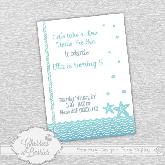 Under the Sea - Birthday Printable Invitation Il_570xn
