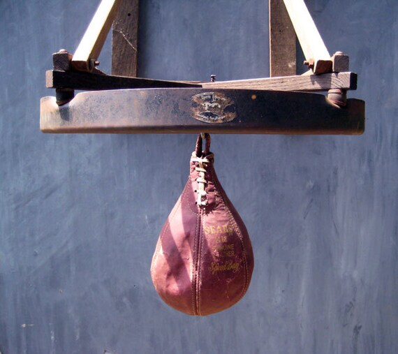 Vintage Genuine Leather Punching Bag. Sears 22 1412 Speed Bag.