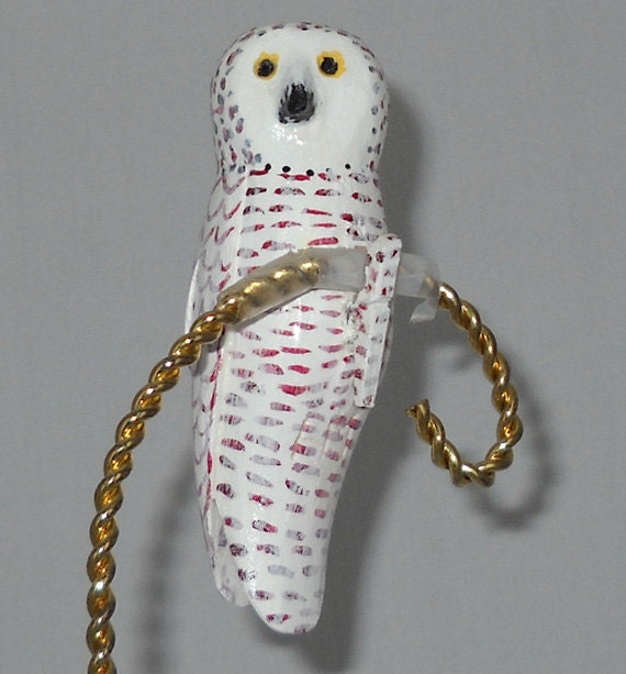 snowy owl christmas ornament hand carved wooden clip on bird snowy owl christmas ornament hand carved wooden clip on bird