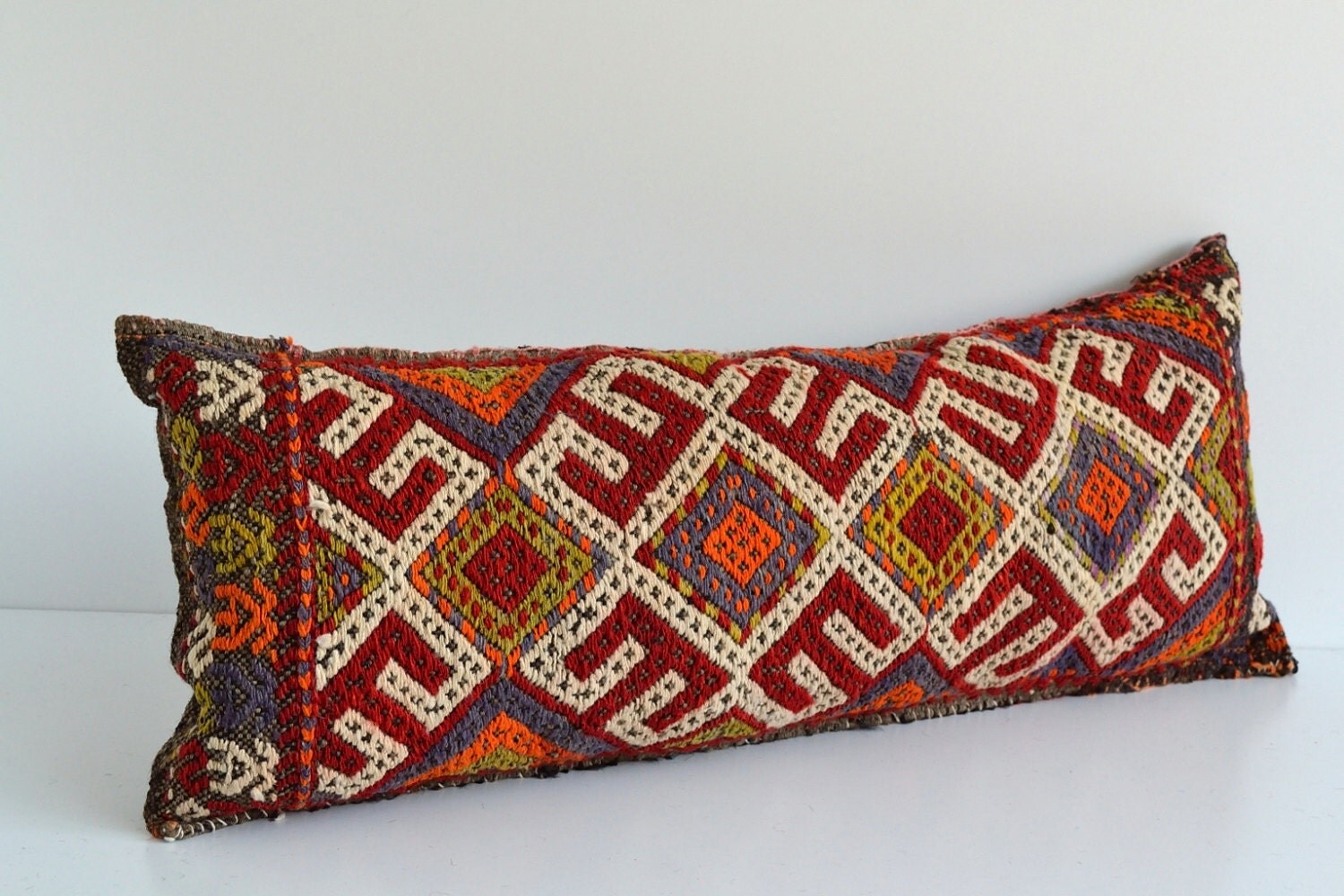 Bolster Kilim Pillows 15x35 inch Large Bohemian Turkish
