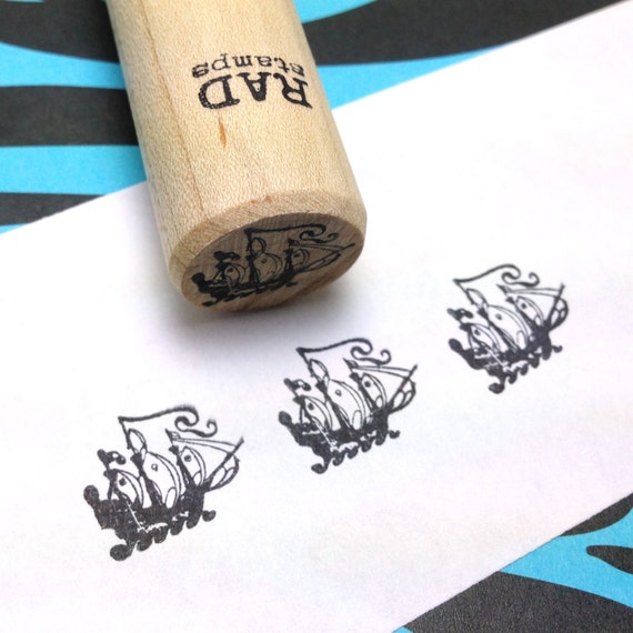 Pirate Ship Rubber Stamp Nautical Tattoo