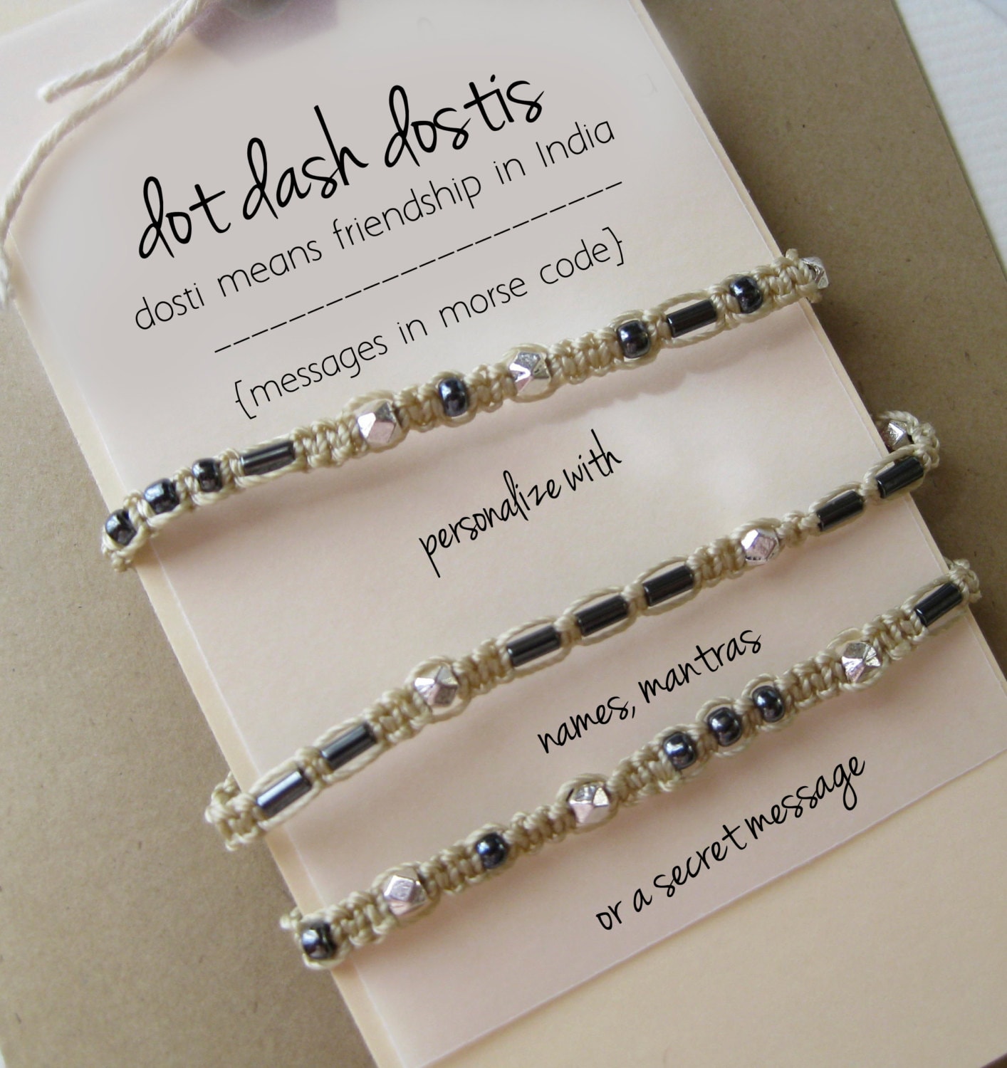 Personalized Friendship Bracelets Name or Message in Morse