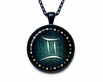 Gemini Necklace, Gemini Pendant Gemini jewelry Zodiac Sign Pendant, Constellation Jewelry Art gift for men for women Golg