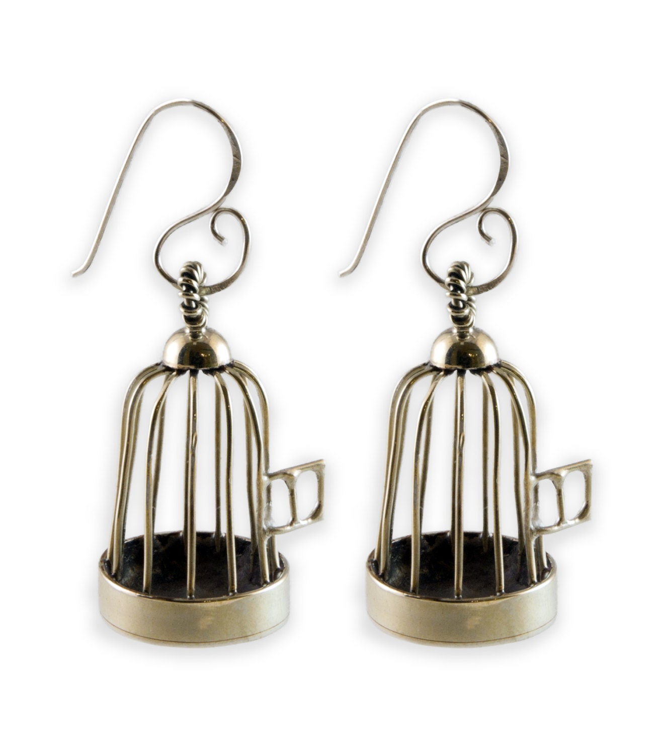 Bird cage earrings. Freedom by MartaMoorejewelry on Etsy