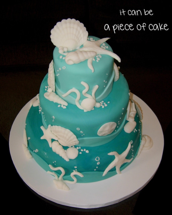  edible  shells beach theme wedding  cake  decorations 