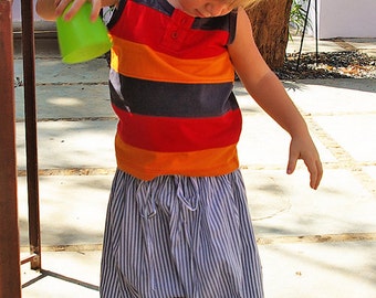 Boy's Harem pants, Sarouel, Saroual, 6-7 years, baggy, blue stripes pants, summer pants, beach, holidays, boho, boy