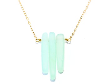Sea glass necklace - seaglass necklace - delicate gold necklace - dainty gold jewelry - seaglass jewelry - seafoam jewelry - Sea and Cake