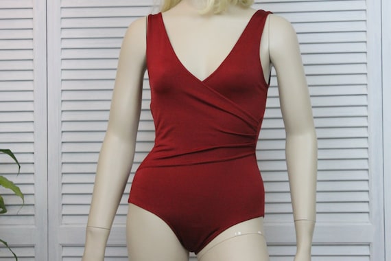 Vintage Girls/Ladies Burgundy Danskin Leotard 1980s Crossover