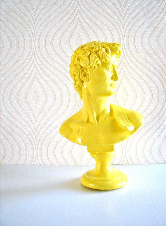 David Bust Statue in glossy lemon yellow