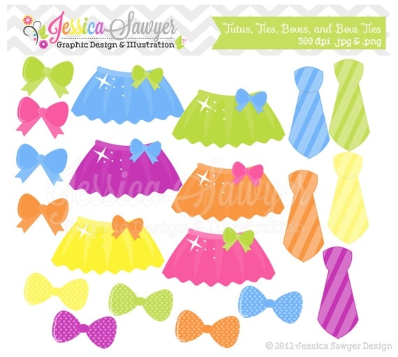 INSTANT DOWNLOAD, tutu clipart, tie clip art, bow graphic, bow tie image, for scrapooking, invitations, commercial use Il_570xn