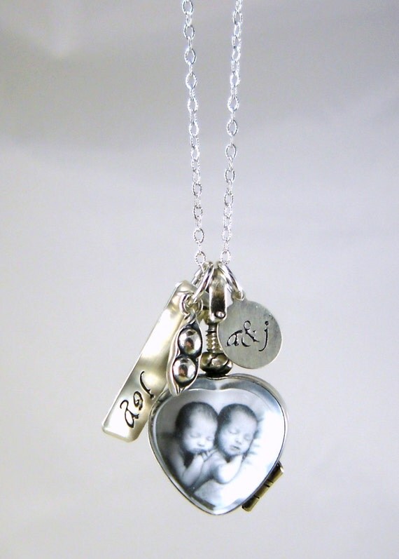 Glass Locket New Mom of Twins Jewelry Twins Baby Shower