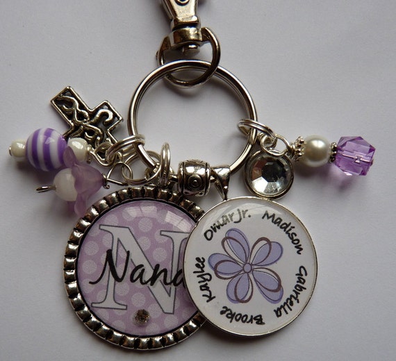 Personalized Nana keychain childrens name nana mother gift