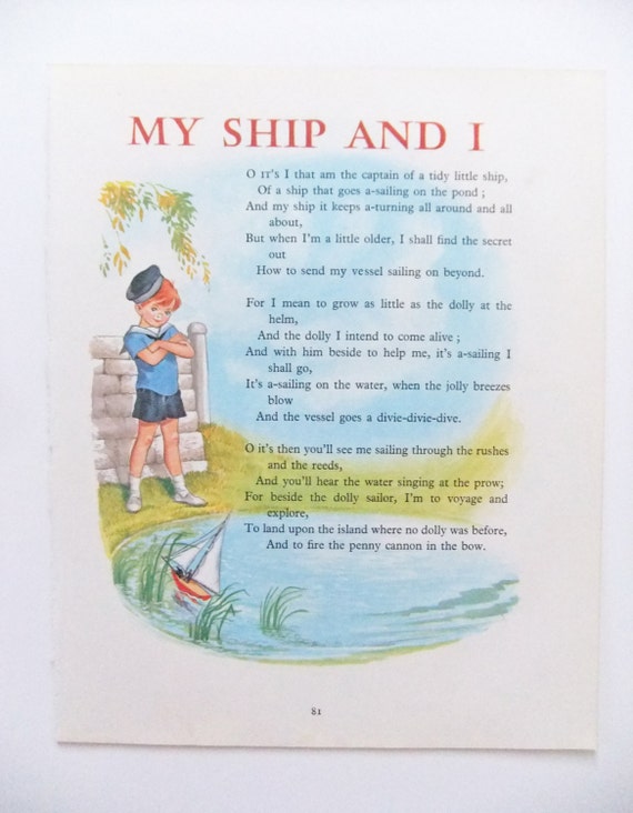 My Ship and I Picture and Poem by Robert Louis Stevenson