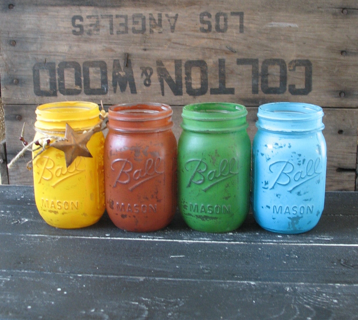 Mason Jars Ball jars Painted Mason Jars Flower Vases