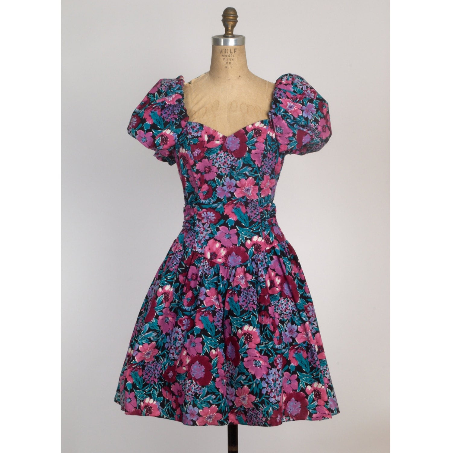 80's Prom Dress Sweetheart Floral