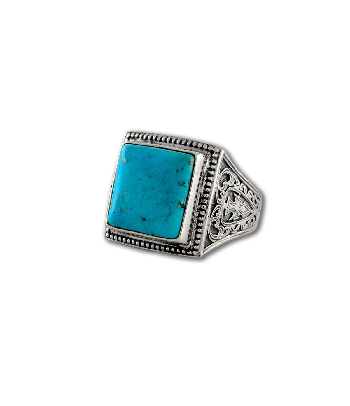 turquoise sterling silver ring square shape by Gerochristojewelry