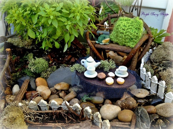 Items similar to Fairy Garden Miniature Tea Set, Fairy ... Items similar to Fairy Garden Miniature Tea Set, Fairy