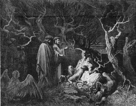 Suicides In The Forest Dante Inferno Canto 13 Gustave Dore