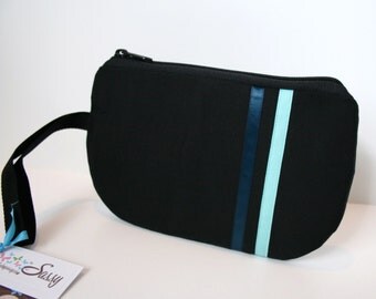 Black Fabric Wristlet, IPhone Wristlet, SmartPhone Wristlet, Zippered Wristlet