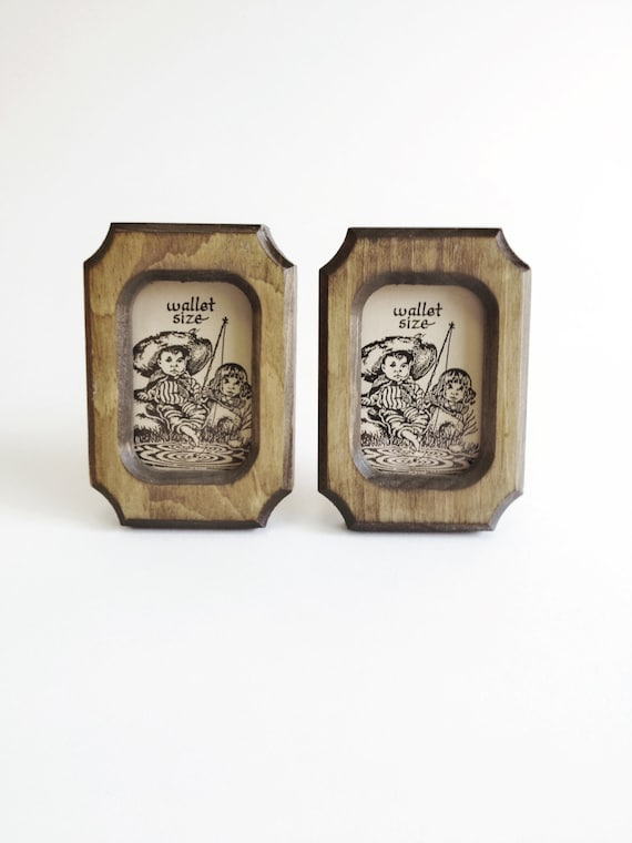 Vintage Wood Picture Frames Wallet Size 2x3 Inches
