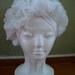1960s White Dotted Swiss Ruffle Petal Hollywood Turban 2012361