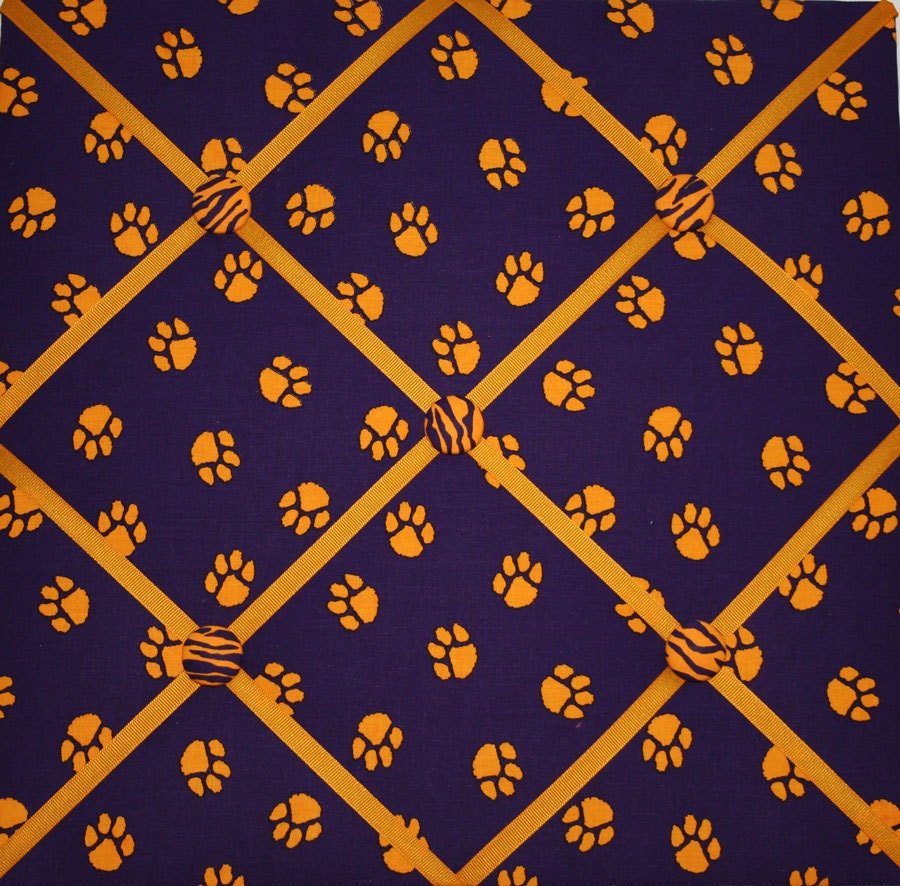 Lsu Purple Gold Paw Print French Ribbon Memo Board