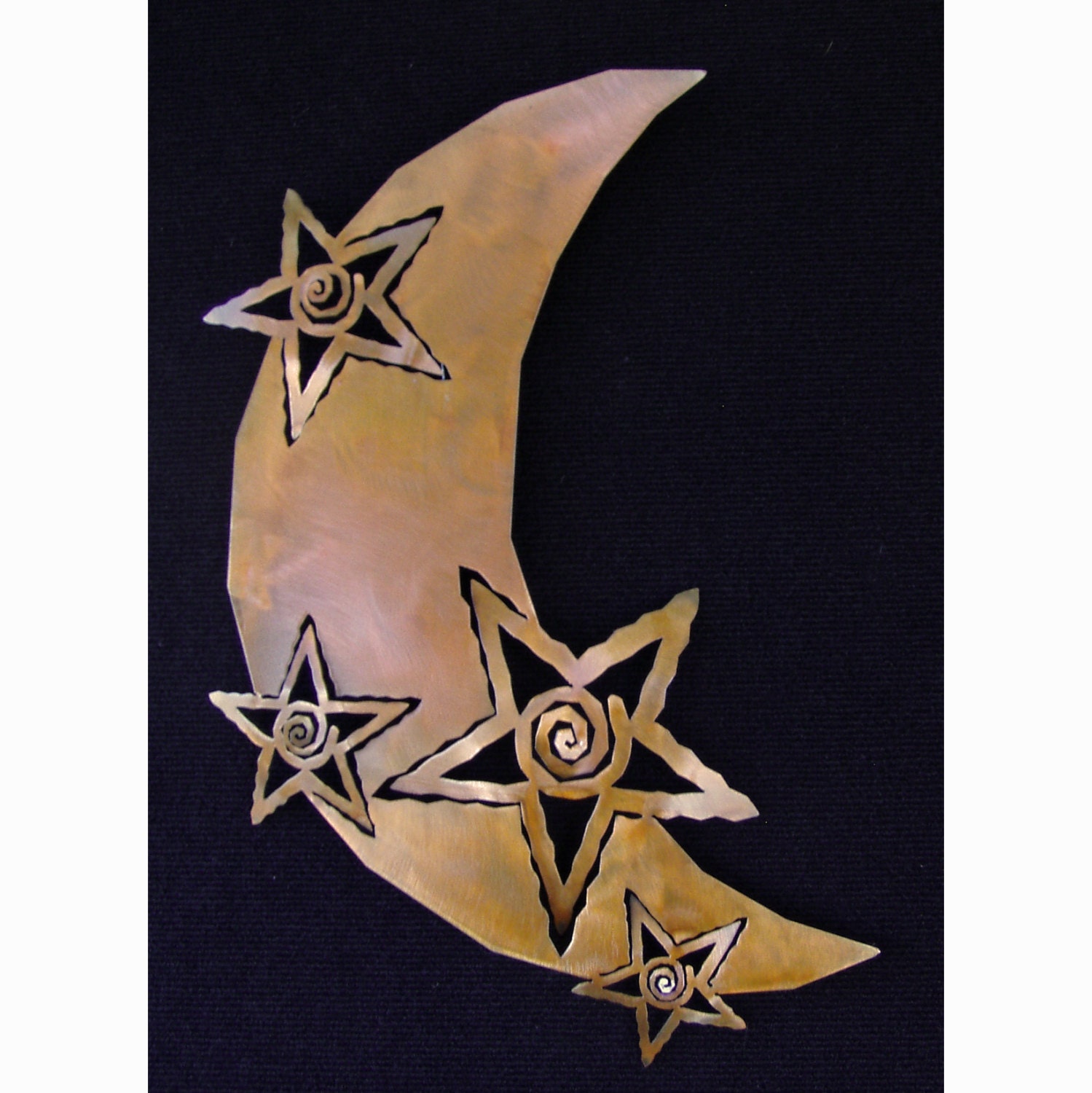 Metal Moon Moon with Stars Metal Wall Art Rust Finish