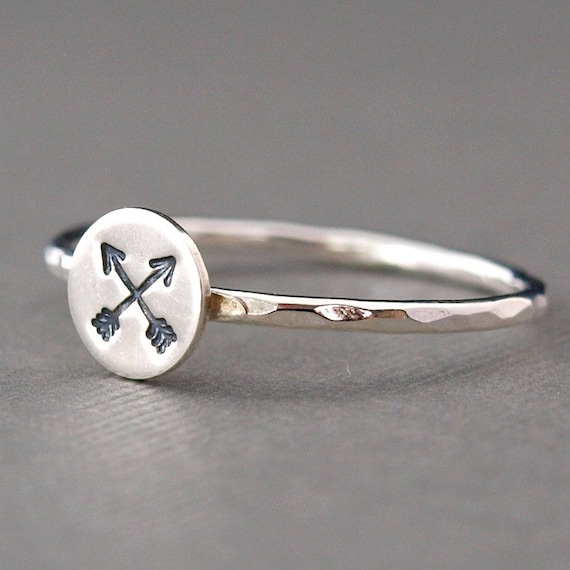 Items similar to Arrow Jewelry, Arrow Ring, Sterling Silver Stacking