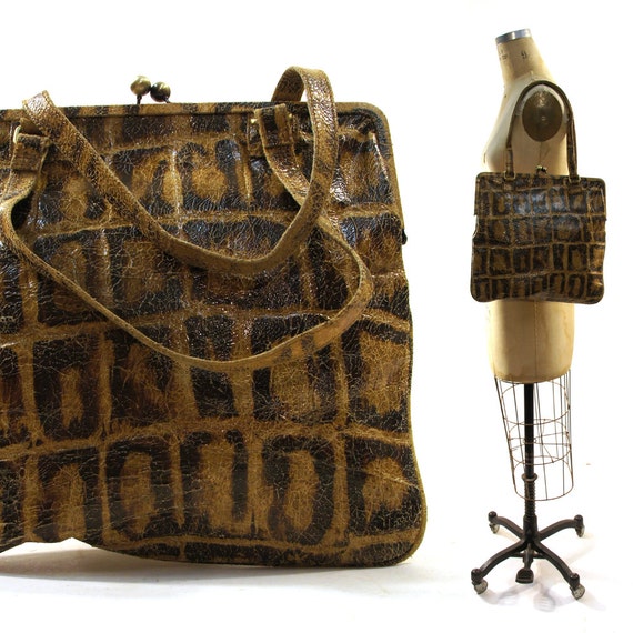 90s Alligator Print Distressed Leather HOBO International Purse ... 90s Alligator Print Distressed Leather HOBO International Purse ...