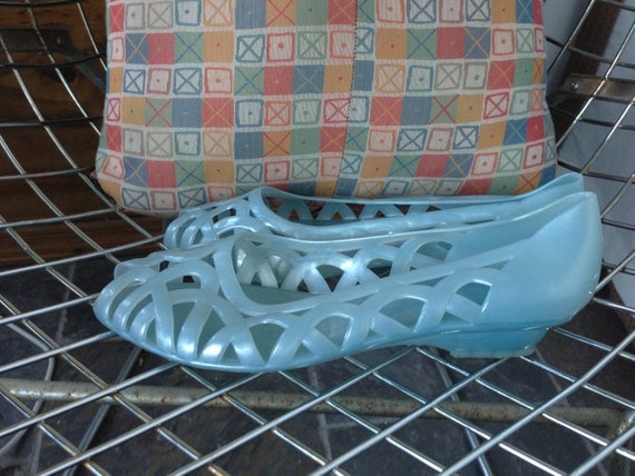 Powder blue jelly shoes women's size 8 by jamric on Etsy