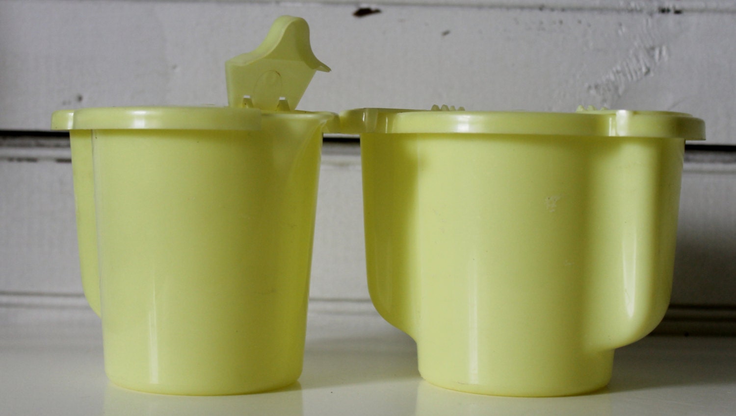 Yellow Vintage Tupperware Creamer and Sugar Set by VivifiedVintage