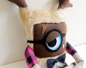 Robb the Grumpster - Hand sewn, plush hipster monster