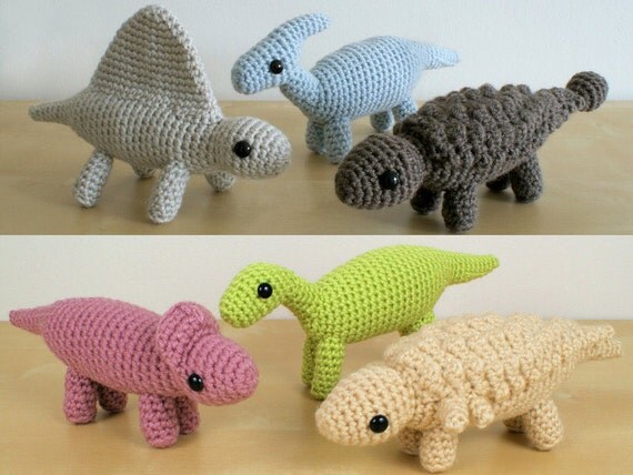 PDF Dinosaurs Sets 3 & 3X six amigurumi CROCHET by PlanetJune