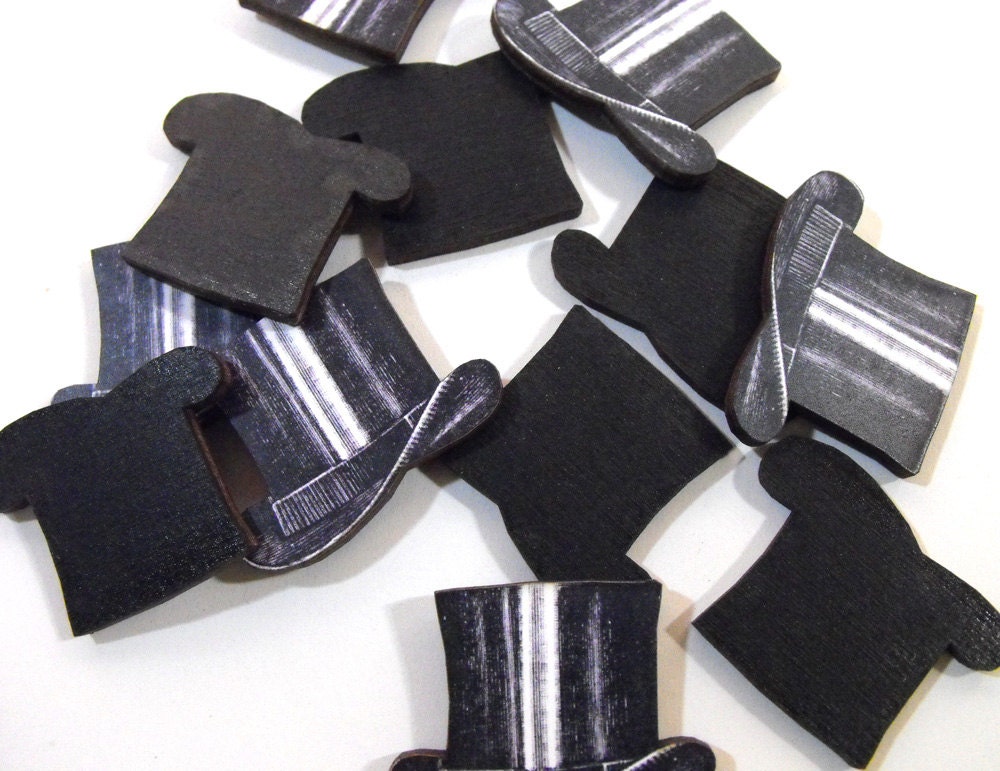 12 Wood Top Hats Collection of 12 Wooden Laser Cut Out