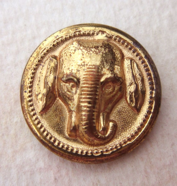 Vintage Gold Metal Elephant Button