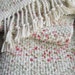 Handwoven Table Runner - Cottage Chic Rag Weave Table Runner - Soft White, Rose Pink and Green - 7.25in wide x 52in long