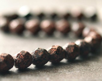 Jet Stone Picasso Czech Glass Bead 6mm Firepolish Faceted Round Bead : 25 pc Strand