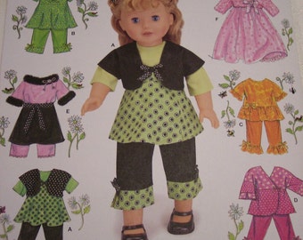 American Girl Trendy Clothes Pattern, Simplicity 2458, 18 Inch Doll Wardrobe, AG Doll Outfits Pattern, Doll Dress Pattern