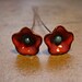 Enamel Beads - SueBeads - Red Orchid and Blue Floral Headpins - Enamel and copper Headpins