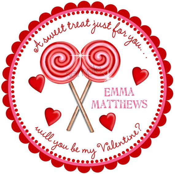 Valentines day Stickers, Valentines Lollipops, lollipop stickers, Hearts,Red, Pink, Love, Sweet, Candy,Treats, Labels, set of 12 Il_570xn