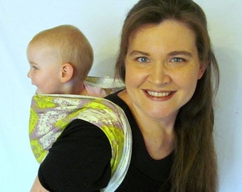 Woven Baby Wrap Carrier- Linen Blend in Funky Medallions - DVD included - choose size 6, or 8