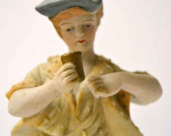 Vintage Paulux Hunter Bisque Porcelain Figurine Occupied Japan
