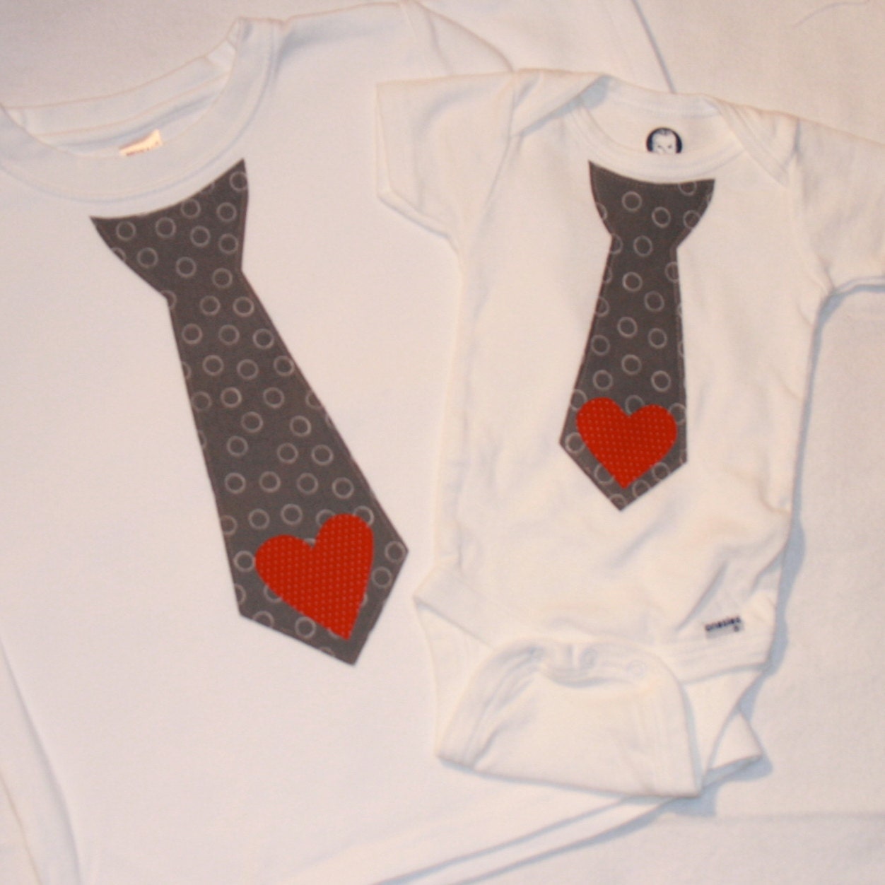 LAST ONE Boys Valentines Day Gray Tie Shirt or Onesie with