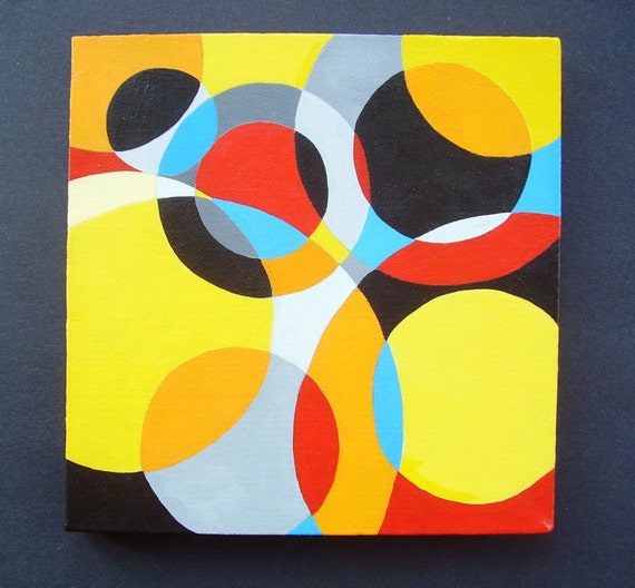 ON SALE Bauhaus  Circles Original Abstract Painting  Modern