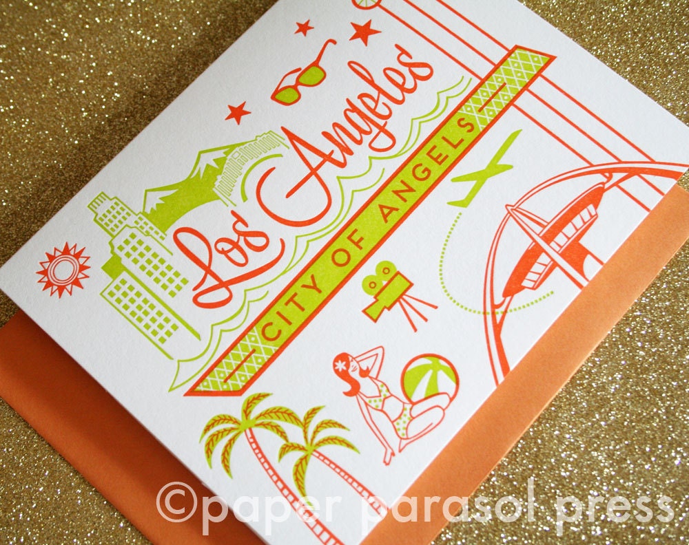 Los Angeles Letterpress Retro Card