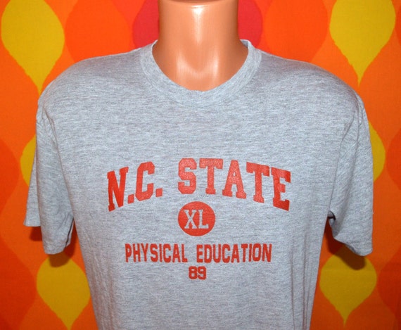 vintage 80s t-shirt NC STATE university phys ed wolf pack tee