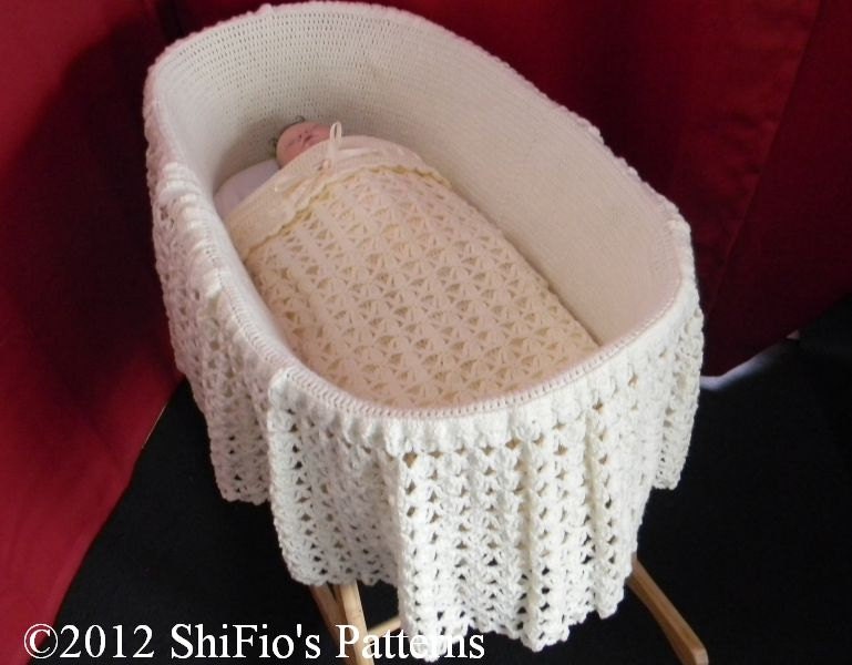 CROCHET PATTERN for baby Hooded Moses Basket Cover Blanket