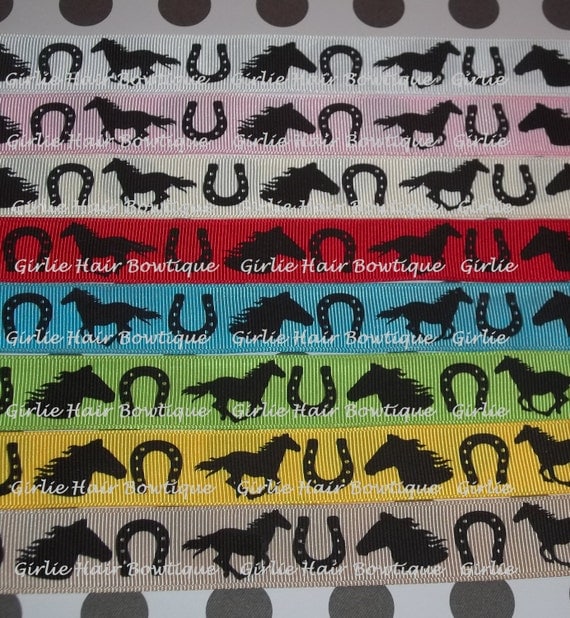 7/8 Horse & Horseshoe Grosgrain Ribbon 1 yd M2MG
